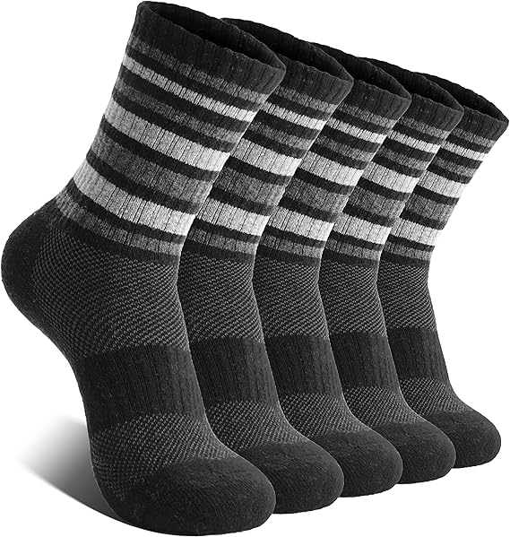 Womens Merino Wool Hiking Socks Thermal Winter Warm Crew Cushion Compression Work Moisture Wicking Socks 5 Pairs