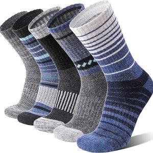 5 Pairs Merino Wool Hiking Socks Thermal Winter Warm Outdoor Boot Moisture Wicking Cushion Socks for Women & Men